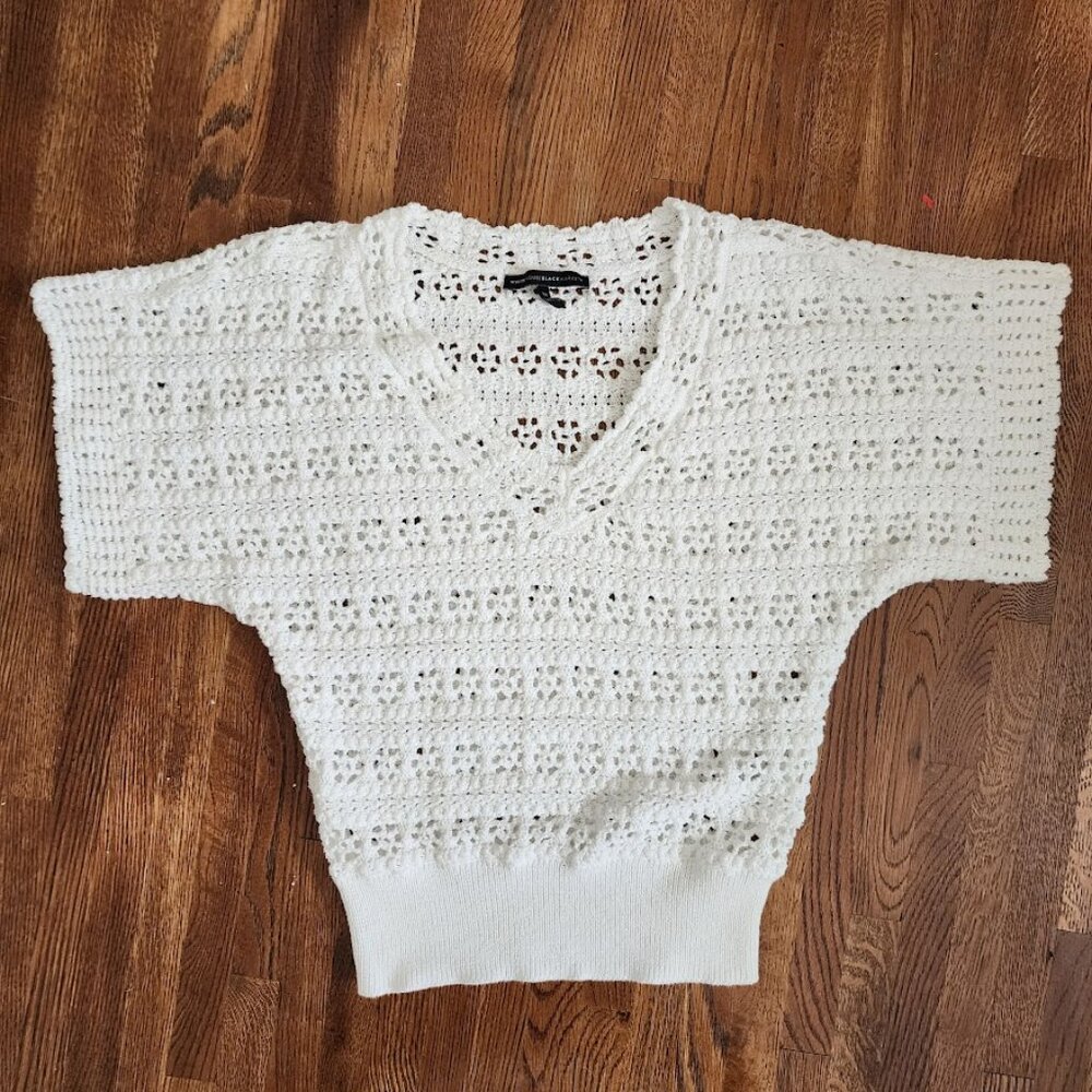 WHBM Crochet Sweater (White, XS)